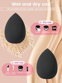 Bộ dụng cụ trang điểm mềm 9 món gồm 3 bông mút trang điểm và 6 bông phấn tam giác dùng để tán kem nền và phấn phủ. - màu đen - Xem 5