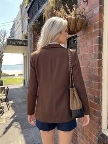 2026 春季休闲收腰宽松廓形商务风日常西装外套 - 咖啡棕 - 查看 4
