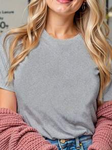 Women's Plus Size Black T-Shirt - Casual Crew Neck, Short Sleeve, Lightweight And Stretchy, Summer Fashion, Everyday Wear T-Shirt | Casual Style | Comfortable Fit, Plus Size Shirts - 玫瑰紅 - 查看 6