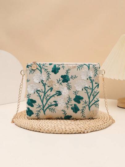 Fashionable Floral Phone Bag With Chain Strap Crossbody Shoulder Bag