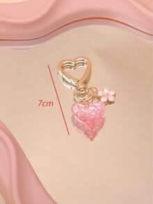 1pc Women's INS Style Summer Refreshing Transparent Heart-Shaped Keychain Accessory, Sweet Girl's Heart Sakura Pearl Pendant Keyring Bag Charm Festival Graduation Teacher Appreciation Gifts Birthday Gift Mother Gifts Mothers Day Gift Holiday Essentials Graduation Gifts Cute Key Ring Charms Accsesories Key Chain - Multicolor - View 2