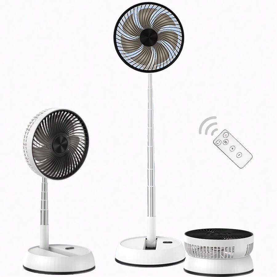 Outdoor Aluminum Alloy Foldable Fan, Portable Remote Control Quiet Timed Vertical Telescopic 7200mAh High Airflow Long Lasting Battery, Multifunctional Fan For Home & Camping