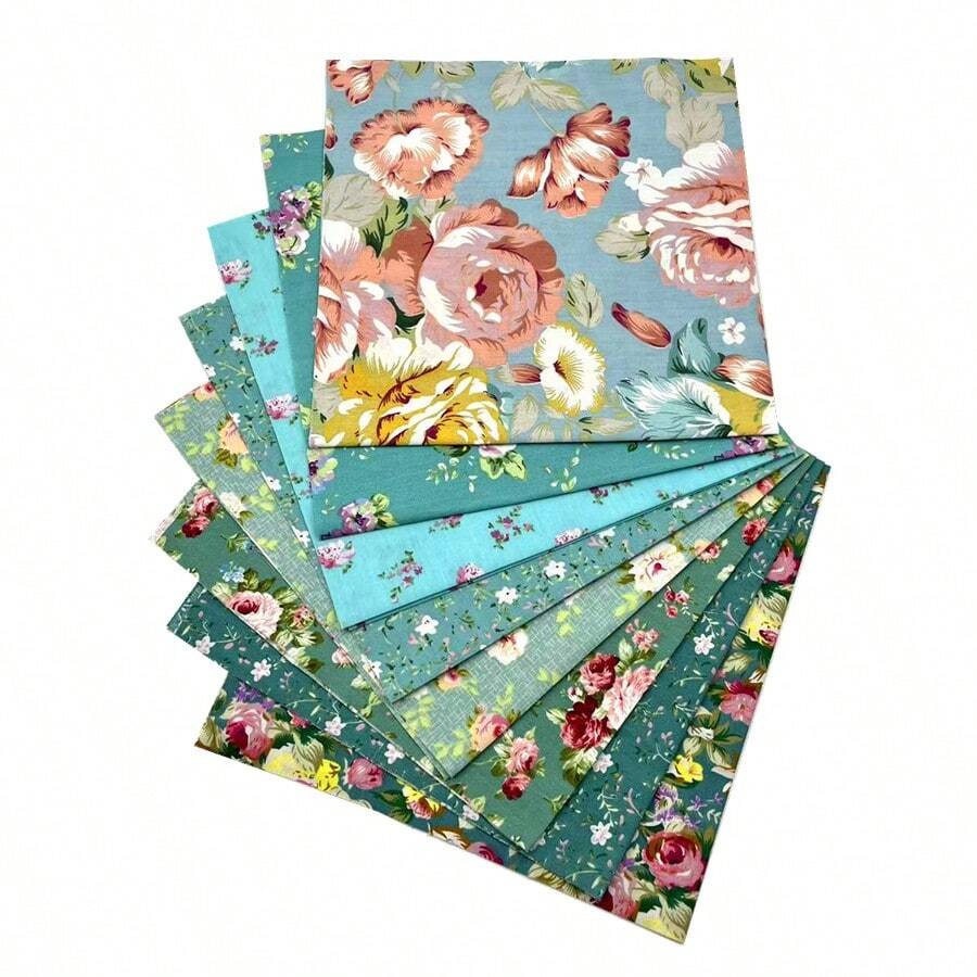 Set de 8 piezas de tela estampada, patchwork, tela de costura de muñecas, materiales de costura y acolchado DIY - C - Ver 1