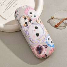 1 pieza Nuevo estuche de gafas de gato elegante y duradero, caja de almacenamiento de gafas graduadas, estuche de gafas con estampado de gato, unisex, regalo de vacaciones - A - Ver 11