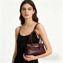 1 chiếc túi đeo vai nữ JW PE mới về, túi xách thời trang tối giản, túi tote da mềm kiểu vintage 2026, túi baguette thiết kế độc đáo, phù hợp cho mua sắm, đi làm, du lịch, hẹn hò, hàng ngày, ngoài trời, cắm trại, tiệc tùng. - Màu Đỏ Sâu - Xem 8