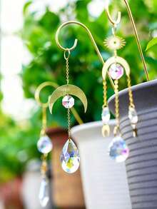 8 Inch Indoor Outdoor Plant Hanger With Colorful Crystal Pendant, Gold Pendant Plant Hanger Suitable For Potted Plants - Multicolor - View 8