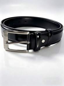 Men's Belt - Classic Black, Business Casual Style, Metal Buckle, Suitable For Work - Black - View 3