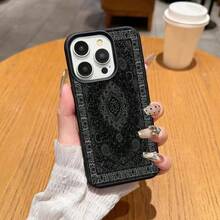 1 ốp lưng điện thoại phong cách retro bằng chất liệu TPU, họa tiết hoa tối màu vintage, tương thích với iPhone 17 Pro Max/17/16 Pro Max/15/13/12/11, S20 FE/A15/S24/A55, Note 11/Note 12/Note 13 Pro, bao phủ toàn bộ, chống rơi, mềm bảo vệ - màu đen - Xem 2
