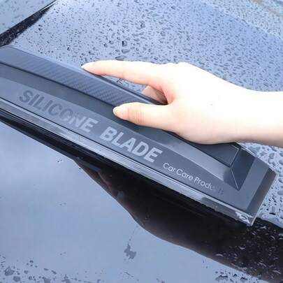 1 pieza Limpiaparabrisas de silicona para automóvil, suave y sin rayar el vidrio y la pintura, mango ergonómico, eliminación sin agua, adecuado para invierno, herramienta de cuidado del automóvil, regalo navideño