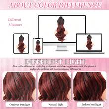 WIGGAGA 24" SS Series Inspired: Women's Vacation Outfit, Valentine's Day Summer Style, Clip-In Synthetic Fiber Long Curly Ponytail Hair Extension, Claw Clip Ponytail Hairpiece, Realistic Hair Bun, Suitable For Women (Ombre Red) - Red Ombre - View 7