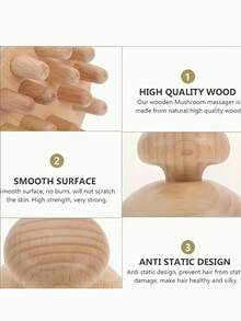 2pcs Wooden Mushroom Massager, Manual Wooden Massage Tool, Bi-Directional Control, Suitable For Muscles On Back, Thighs, Calves, Home Use Massager - Multicolor - View 5