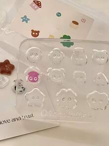 1个卡通冰熊、兔子、蝴蝶纽扣美甲模具，3D美甲装饰硅胶模具，美甲师必备工具 - 無色 - 查看 7