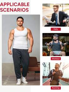 TAILONG Men's Summer V Neck Mesh Breathable High Elasticity Compression Shirt Sleeveless Shaping Vest Tummy Control Crisscross Back For Gym Sport Daily Wear - White - View 3