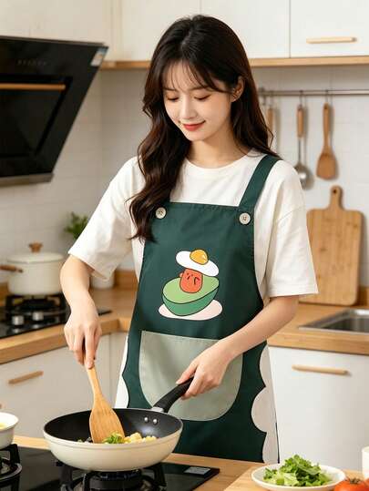 Waterproof And Oil-Resistant Kitchen Bib Apron, Cooking Waist Apron For Flower Shop, Nail Salon, Anti-Stain And Durable Work Uniform, Adult Women