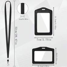 1 Set (Lanyard + Card Holder) Black Versatile Double-Sided Transparent ID Card Holder, Detachable Black Lanyard, Fashionable Vertical PU ID Badge Holder, Suitable For Doctors, Nurses, Teachers, Social Workers, Youth, Office Workers, Interns, Drivers, Office Daily Use, Holiday Gift - Classic - View 3