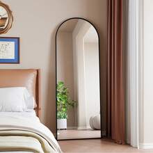 Caluself Curved Full-Length Mirror, 162 X 53 Cm, Floor Mirror, For Wall Mounting, Wall-Mounted, Freestanding, With Metal Frame, Suitable For Dressing Rooms, Black - 1PC - View 5