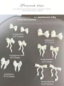 35pcs Pearlescent Bow Nail Art Decorations, Versatile 3D Minimalist Pearlescent White Ribbon Bows, Random Mix, Suitable For Creating Various Nail Art Designs, Cute Style, Spring/Summer DIY Decor Accessories - Multicolor - View 5