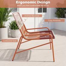 GOFLAME 3 Piece Outdoor Patio Set, Gradient Rattan Chairs & Wood-Plastic Table, Modern Bistro Furniture For Balcony, Porch, Poolside - Orange - View 7