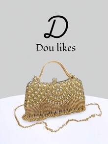 Women's Handbag With Sparkling Crystal Embellishments And Gemstone Hardware, Suitable For Weddings, Parties, Galas, Valentine's Day Gifts, And Birthday Presents. - 金色 - 查看 2