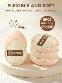 MAANGE Set de 5 esponjas de maquillaje con forma de gota de agua de uso en seco y húmedo, kit profesional de borlas para polvos, adecuado para todo tipo de piel, aplicador de cosméticos para polvos, líquidos y maquillaje facial, herramientas de uso diario - Dorado - Ver 2