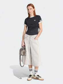 Adidas Originals 女子 ORIGINALS DOUBLE LAYERED CALI T-SHIRT 雙層運動修身短袖圓領T卹KW4528 - 黑與白 - 查看 6