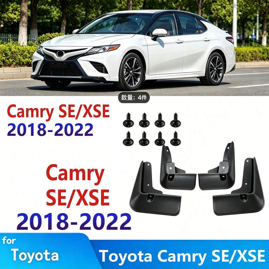 4 piezas Guardabarros delanteros y traseros, se ajusta a Camry SE/XSE 2018-2022 - A - Ver 1