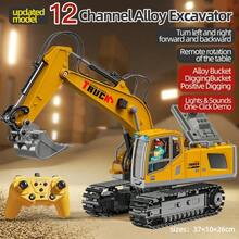 Excavadora de Control remoto de aleación, coche de juguete con luces, efecto de sonido, excavadora eléctrica, vehículo de ingeniería Automobile, regalos para niños - coche de carga - Ver 11