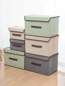 Collapsible Desktop Storage Box With Lid, Multifunctional Wardrobe Drawer Organizer, Suitable For Underwear, Socks, Cosmetics, Clothing And Accessories, Space-Saving Home Storage Bin - Multicolor - View 5