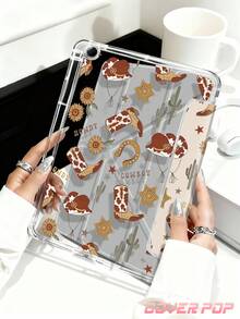 西式向日葵、牛仔靴與骷髏圖案平板保護殼，適用於 iPad Air 8 (M4) 2026 (11 吋)/2026 (13 吋)、9.7/10.2/10.5/10.9/12.9/Pro 11/A16、第 10 代、Galaxy Tab S6 Lite 10.4 吋、Kindle Paperwhite 第 12 代 2024、Kindle (第 11 代-2024 發佈)。柔軟防震、智慧睡眠/喚醒、Y 型摺疊支架、多種視角、女孩禮物、春季浪漫、生日禮物 - 彩色 - 查看 5