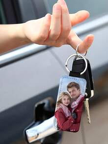 Custom Photo Keychain, Durable PU Leather & Stainless Steel, Rounded-Corner Square/Rectangle. Upload Photos To Customize. Ideal For Valentine's Day, Birthday, Teacher's Day, Back To School, Parties & Family Keepsakes For Men And Women. - Multicolor - View 4