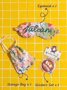 Takeoak 3pcs Personalized Hawaiian Name Eye Mask Set With Storage Bag And Stickers, Customizable Single Letter Sleep Mask, Cute Travel Accessory, Soft Eye Mask Suitable For Travel, Sleep, SPA, Pajama Party, Bachelorette Party, Bridal Shower, Etc. - Multicolor - View 7