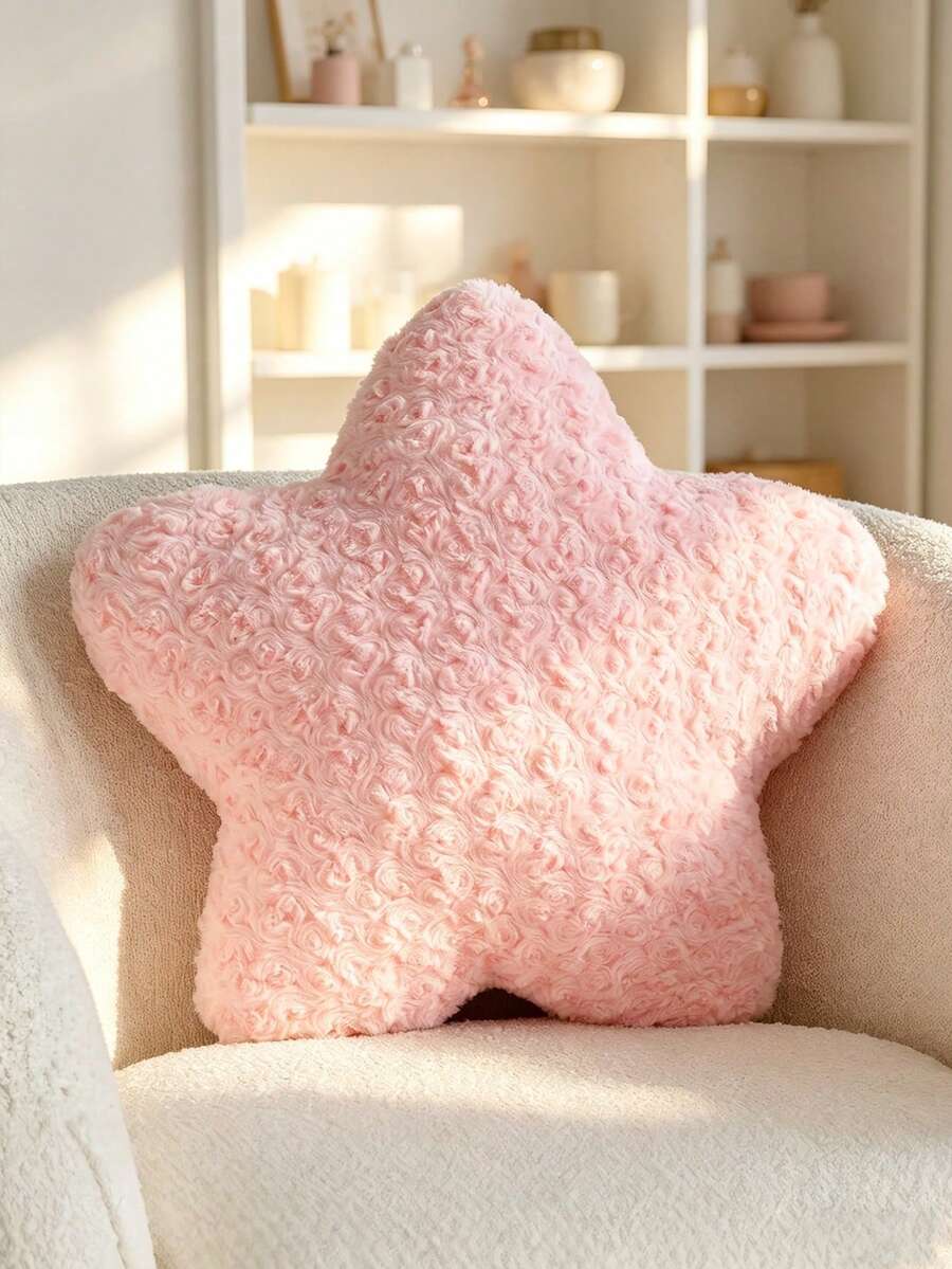 1個星星造型抱枕,床與沙發裝飾星星枕頭,星星絨毛地墊,適合房間裝飾,柔軟可愛舒適的沙發臥室靠墊,臥室裝飾房間裝飾戶外抱枕,適合7月4日日愛國主題 - 粉色 - 查看 1