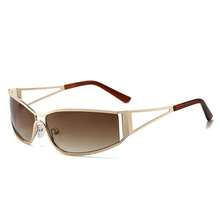 1pc Y2K Hollow Retro Fashion Glasses, Personalized Street Style Fashion Glasses For Women - Brown - View 2