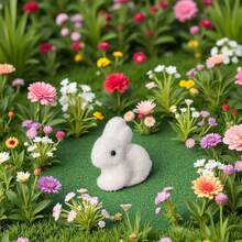 2pcs/1 pieza Escultura de Conejo de Musgo de Peluche Verde, Decoración de Jardín Exterior, Decoración de Pascua y Primavera, Conejo de Plástico Universal para Todo el Año - Conejo mentiroso - Ver 13