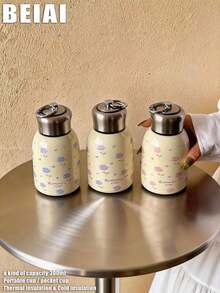 1 Stück 300ml handbemalter Thermobecher mit rosa Rosen-Motiv, doppelwandig aus Edelstahl, flacher Boden, Tasse mit Griff, Reisebecher, Wasserflasche, geeignet für Outdoor, Büro, Zuhause, Schule, Reisen, Geburtstagsgeschenk, Feiertags-Geschenk, Muttertags-Geschenk, Vatertags-Geschenk, Einschulung, Valentinstags-Geschenk - Verschiedenfarbig - Übersicht 12