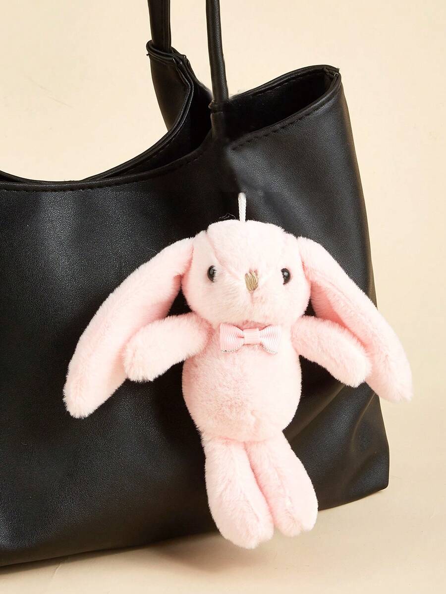 1pc Cute Bow Tie Long Ear Rabbit Plush Keychain Pendant Decoration, Suitable For Gift, Wallet, Backpack, Party, Wedding, Birthday, Christmas, For Friends, Family, Teachers, Colleagues Gifts For Mother, Father, Graduation, And Teacher - Multicolor - View 1
