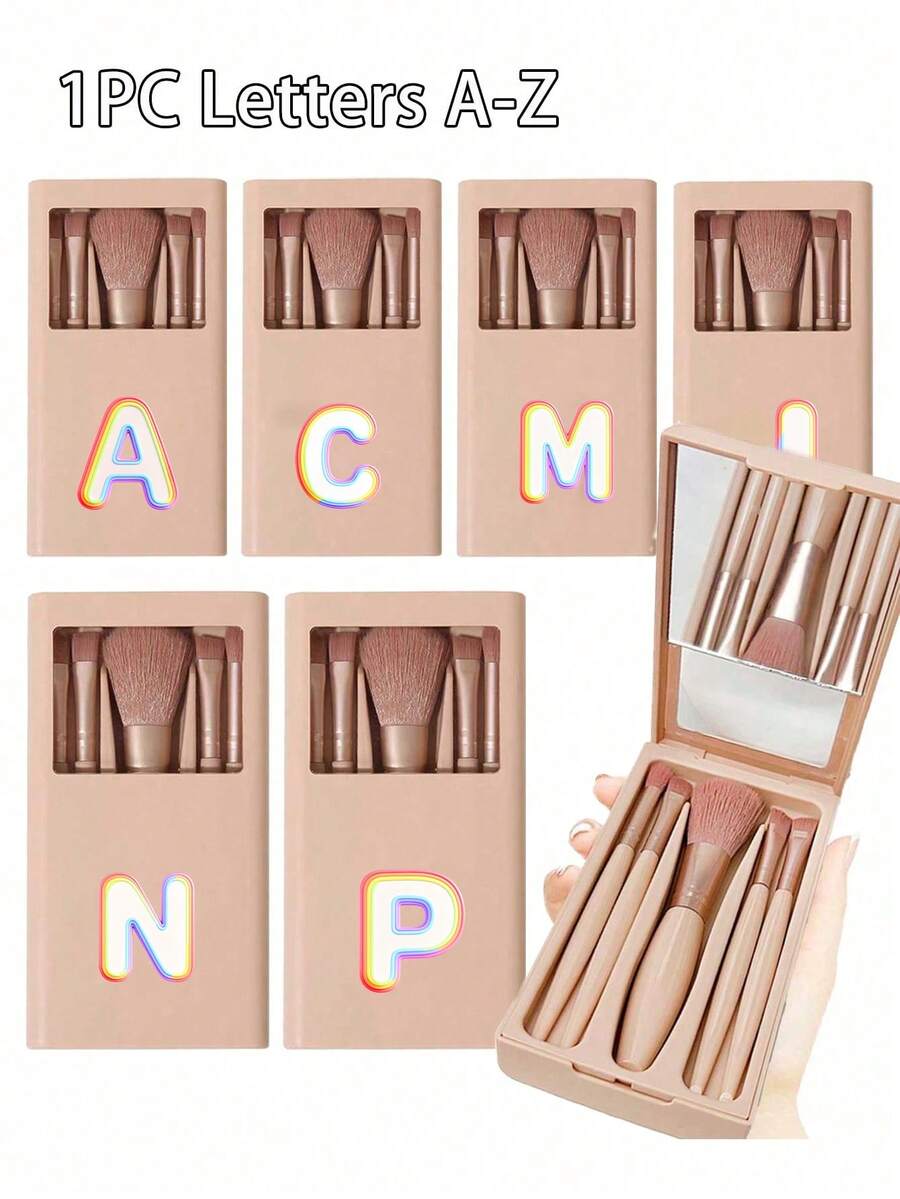 Bộ 5 cọ trang điểm cầm tay có gương, in chữ cái cầu vồng A-Z, bộ cọ trang điểm kèm hộp gương, cọ trang điểm đa năng có gương, bút trang điểm mini đa năng, cọ nền, cọ phấn mắt, bộ dụng cụ trang điểm cơ bản, hộp đựng cọ trang điểm, quà tặng lý tưởng, vật dụng cần thiết khi đi du lịch. - Nhiều màu - Xem 1