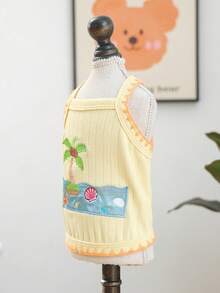 PETCIRCLE 1件宠物衣服，狗狗/猫咪服装，贵宾犬，泰迪熊，小型犬/幼犬，快乐小狗/小猫休闲时尚可爱舒适波点背心 - 黄色 - 黃色 - 查看 9