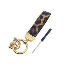 Medvang 1pc Leopard Print Faux Leather Gold Zinc Alloy Keychain Pendant - A - View 7