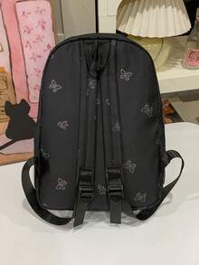 Large Capacity Solid Color Men's Backpack, Fashionable Minimalist Travel Bag, Suitable For Daily Casual Use, Japanese Style, College Style, Commuter Backpack, Unisex - Black - View 5