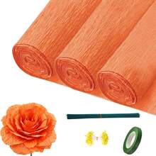 Hojas de papel crepé con alambre de hierro con flores, estambres y cinta verde para manualidades de flores de papel de regalo coloridas, papel de envolver, artesanías, decoraciones para fiestas de cumpleaños, bodas y días festivos. Se puede usar como un regalo hecho a mano para el Día de la Boda y el Día de la Madre. - multicolor - Ver 8