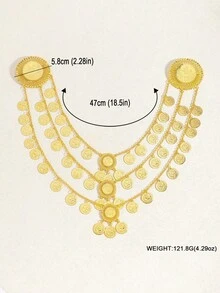 Gold-Tone Coin Tassel Multi-Layer Necklace, Bohemian Vintage Jewelry For Women - Multicolor - View 10