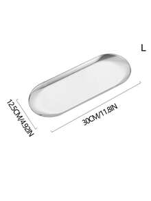 1 tấm thép không gỉ, khay đựng bánh mì hình bầu dục màu bạc, khay đựng đồ đa năng cho gia đình, nhà bếp, quà tặng giáng sinh trở lại trường, đồ dùng học tập - Bạc - Xem 9