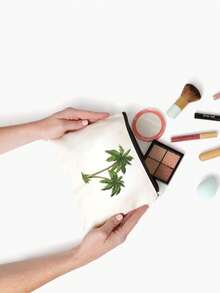 椰树印花化妆包，可重复使用化妆袋，轻便，化妆品及洗漱用品收纳包，拉链化妆包，轻便零钱包，枣树印花洗漱包，收纳袋，旅行配件，购物佳品，用途广泛，可用于收纳化妆品、化妆刷、配件，复活节、母亲节、独立日、婚礼、毕业礼物 - 彩色 - 查看 7
