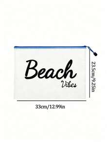 Mehrfarbige, wasserdichte, modische Mesh-Stoff Strandtasche, Make-up-Tasche mit "Beach"-Aufdruck, Strandmotiv, große, transparente Kosmetiktasche mit hoher Kapazität - Verschiedenfarbig - Übersicht 10