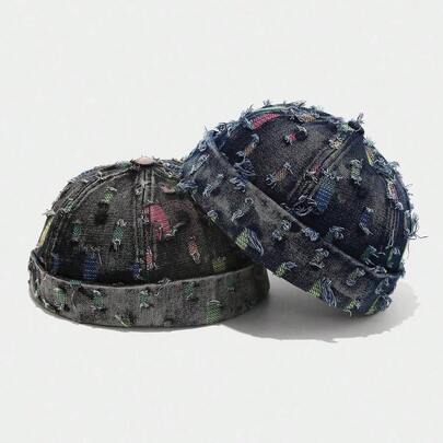 1pc American-Style Docker Hat Men And Women, Personalized-Hop Brimless Beanie With Frayed Edges, Vintage Docker Hat Boys And Girls, Fun Hat Suitable Daily Wear While Shopping Or Going Out