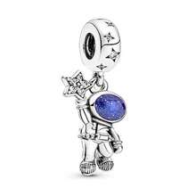 Pandora 幽藍星河銀河之旅月亮星空DIY手鍊串珠吊墜手鍊女吊墜串飾固定扣安全繩送女友生日禮物聖誕禮物DIY首飾 - 太空人 - 查看 3
