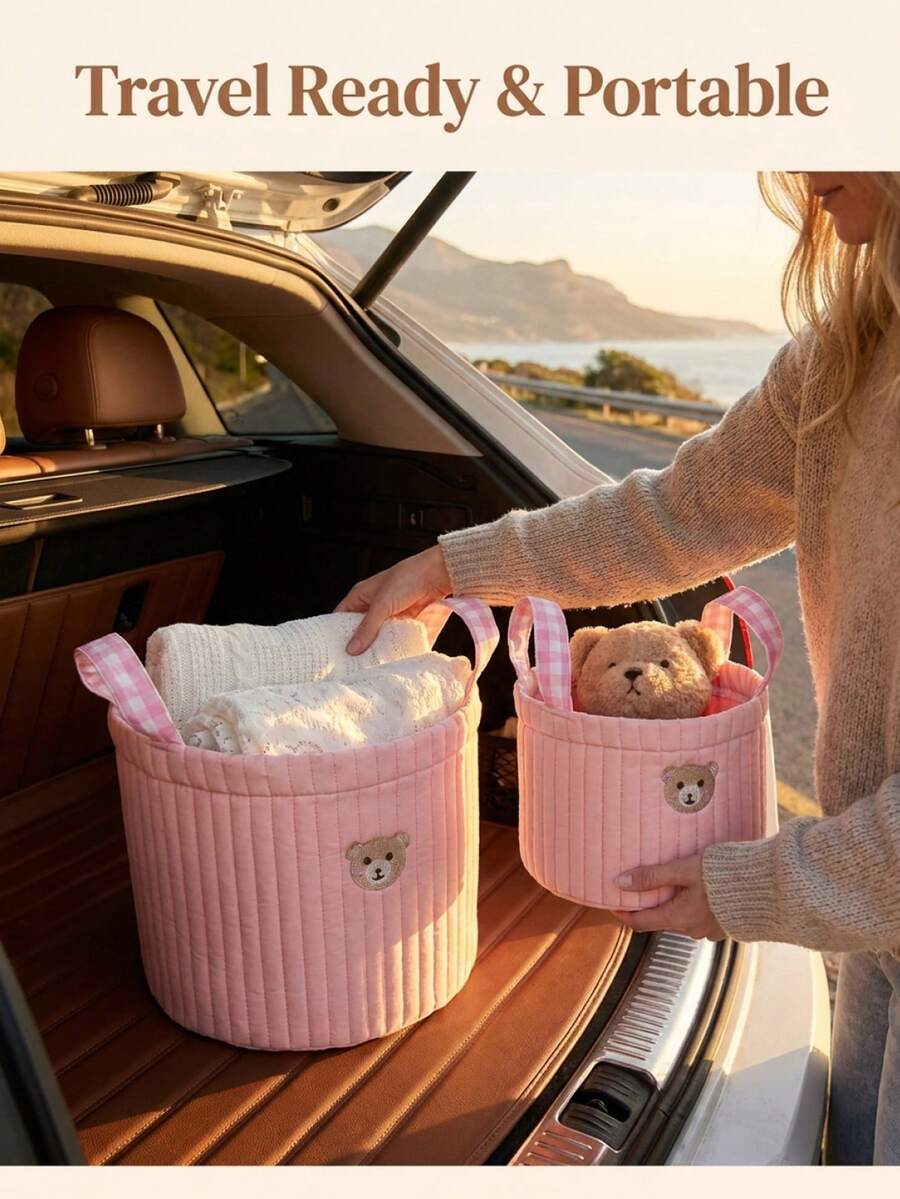 New Baby Storage Basket, Large Capacity Portable Diaper Organizer Bag, Multifunctional Handheld Storage Box For Newborn Supplies, Desktop Toy Storage, Household Items Storage Container, Foldable Lightweight Home Organizer Basket, Practical For Bedroom, Living Room And Nursery, Suitable For All Seasons - Multicolor - View 1