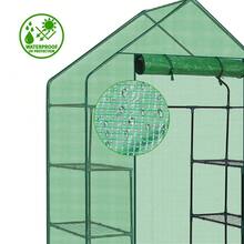 Mini Walk-In Greenhouse With PE Cover, 4-Shelf Indoor Outdoor Plant Gardening Green House For Garden Backyard, 56" X 29" X 77", Green - Default - View 6