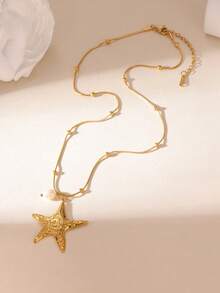 1 chiếc mặt dây chuyền hình sao biển tối giản, dây chuyền choker bằng thép không gỉ đa năng, phù hợp cho cả nam và nữ, thích hợp đeo hàng ngày hoặc trong những dịp đặc biệt. - Nhiều màu - Xem 2